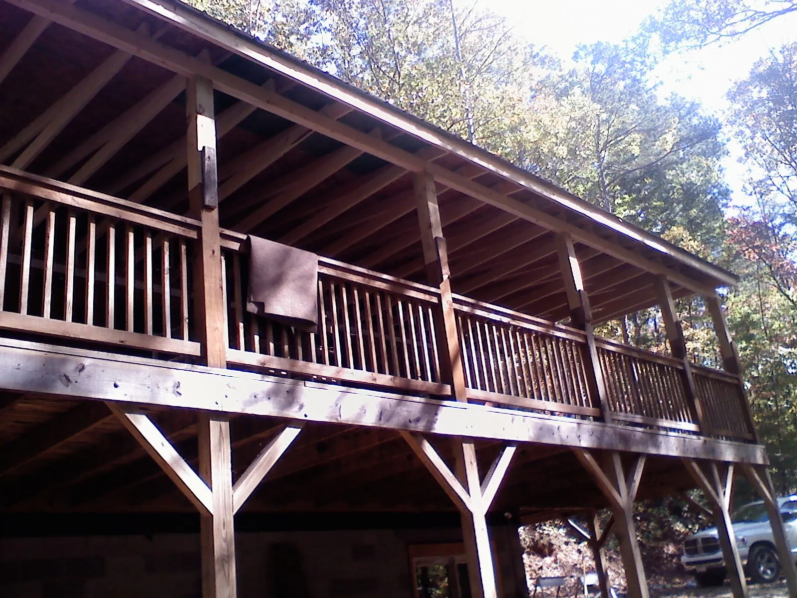 Timber framing under a new elevated porch and deck — Roof Leak Repair in Pottstown by Roofing Brothers